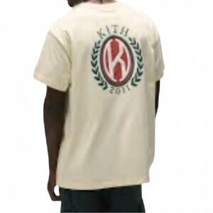 Kith K Shield Pocket Tee Small Cream Sandrift Puff Print Luxury Streetwear Rare
